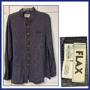 1990s FLAX Linen Shirt Tunic Size M Women’s Oversized/Unisex Casual Button-Down